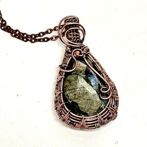 HAND CRAFTED Que Sera Wire Wrapped Copper Pendant Necklace, Handmade Jewelry